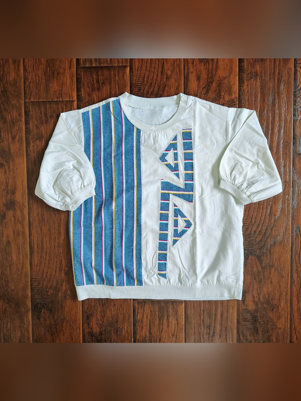Vintage 80s geometric denim designed shirt Size L-XL